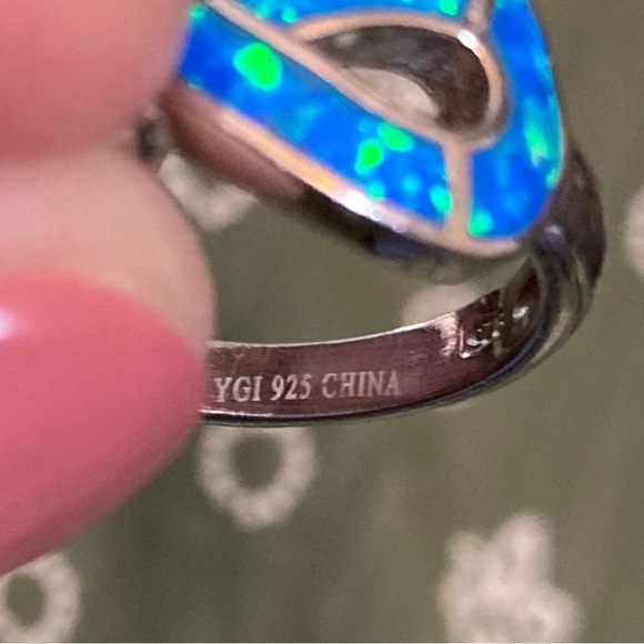 ❤️Infinity Symbol lab opal Ring Sterling size 7.75 - Picture 4 of 6